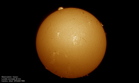 Disque solaire et protubérances 18/09/2025