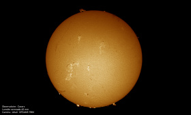 Disque solaire et protubérances 19/09/2025